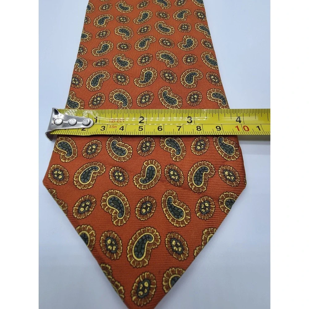 Brooks Brothers Makers And Merchants Orange Paisley Tie 100% Silk 59